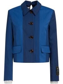 Marni pinstripe-pattern Virgin Wool Jacket | Blue | FARFETCH at Farfetch